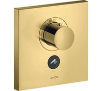 hansgrohe AXOR Starck ShowerSelect Thermostat carré à débit élevé encastré pour 1 consommateur et 1 prise supplémentaire, 36716990, Couleur: Optique en or poli