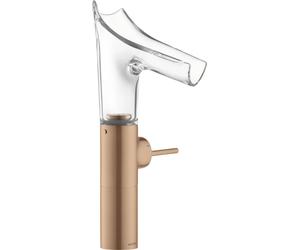 hansgrohe AXOR Starck V Mitigeur monocommande de lavabo 220 avec bec verseur en verre pour lavabos avec garniture de vidage, 12114310, Couleur: Or rouge brossé