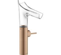 hansgrohe AXOR Starck V Mitigeur monocommande de lavabo 220 avec bec verseur en verre pour lavabos avec garniture de vidage, 12114310, Couleur: Or rouge brossé