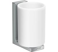 hansgrohe AXOR UNIVERSAL Rectangular godet à dents, métal, verre blanc, 42604830, Couleur: Nickel poli