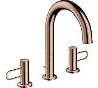 hansgrohe Axor Uno 3 trous mitigeur lavabo 38054300 saillie 173mm, avec poignées en arc, tirette garniture de vidange , or rouge poli