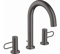 hansgrohe Axor Uno 3 trous mitigeur lavabo 38054340 saillie 173mm, avec poignées en arc, tirette garniture de vidange , chrome noir brossé