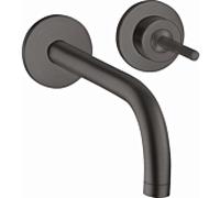 hansgrohe Axor Uno kit de montage final 38116340 encastrable mitigeur lavabo , poignée à épingle, rosaces, saillie 225 mm, chrome noir brossé