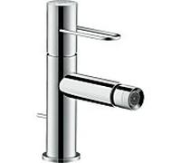 hansgrohe Axor Uno mitigeur de bidet 38211340 projection 124mm, avec poignée en arc, tirette garniture de vidange , chrome noir brossé