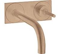 hansgrohe Axor Uno set de finition 38112310 mitigeur lavabo encastré, poignée à épingle, plaque, saillie 165 mm, or rouge brossé