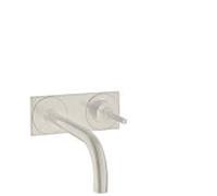 hansgrohe Axor Uno set de finition 38112800 mitigeur lavabo encastré, poignée à goupille, plaque, saillie 165 mm, aspect acier inoxydable