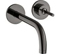 hansgrohe Axor Uno set de finition 38116330 mitigeur lavabo encastré, poignée à épingle, rosaces, saillie 225 mm, chrome noir poli