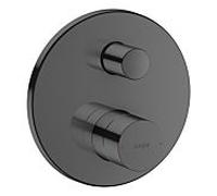 hansgrohe Axor Uno set de finition 45407330 mitigeur de bain à encastrer, poignée zéro, avec combinaison de sécurité intégrée, chrome noir poli