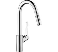 hansgrohe Cento - Mitigeur de cuisine avec douchette extractible, 1 jet, Robinet avec hauteur sous bec 570 mm, Robinetterie avec bec pivotant et extensible, Chromé, 14803000