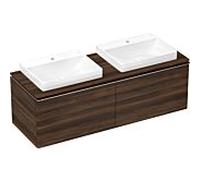 hansgrohe console Xelu Q 54112630 1560 x 550 mm, 2 découpes 600 x 480 mm, noyer foncé