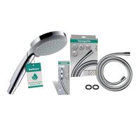 hansgrohe Croma 100 - Pommeau de douche économie d'eau avec 9 l/min, Douchette à main & Isiflex - Flexible de douche universel 1,25 m, tuyau de douche avec protection anti-pliure