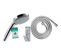 hansgrohe Croma 100 - Pommeau de douche économie d'eau avec 9 l/min (EcoSmart), Douchette à main & Isiflex - Flexible de douche universel 2,00 m, tuyau de douche avec protection anti-pliure