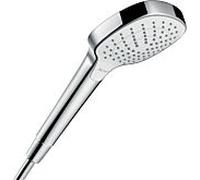 Hansgrohe Pommeau de douche Croma Select E – 3 types de jet, carré 110 x 110 mm, blanc/chromé