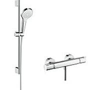 Hansgrohe Système de douche Croma Select S – Ecostat, barre 65 cm, blanc/chrome