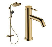 Hansgrohe Crometta kit de salle de bain mural avec thermostat avec douche pluie doré 88002388