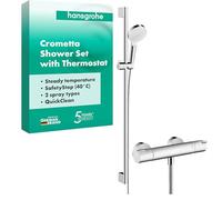 hansgrohe Ecostat - Mitigeur thermostatique de douche avec douchette à main Crometta 100 2jet Vario blanc / chrome