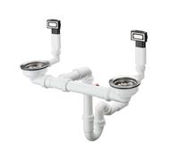 hansgrohe vidage / trop-plein match0 43922800 D15-10 BSO, acier inoxydable, manuel, pour 2 vasques