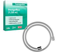 hansgrohe Designflex - Flexible de douche textile universel 1,25 m, tuyau de douche avec protection anti-pliure et écrou tournant anti-torsion, avec joints d'étanchéité, Chromé