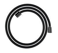 hansgrohe Designflex - Flexible de douche textile universel 1,60 m, tuyau de douche avec protection anti-pliure et écrou tournant anti-torsion, avec joints d'étanchéité, Noir chromé brossé