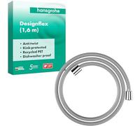 hansgrohe Designflex - Flexible de douche textile universel 1,60 m, tuyau de douche avec protection anti-pliure et écrou tournant anti-torsion, avec joints d'étanchéité, Chromé