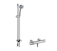 hansgrohe Croma 100 - Mitigeur thermostatique de douche avec douchette à main Croma 100 3jet Multi chrome