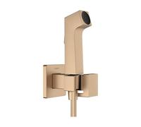 hansgrohe Bidette Douchette à main 1jet E EcoSmart pour eau froide, avec support de douche et flexibles de douche, design anguleux, 29231140, Couleur: Bronze brossé