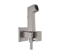 hansgrohe Douchette bidette E avec 1 type de jet économie d'eau (EcoSmart), in lapet anti-retour, support et tuyau de douche 1,25 m, pour eau froide, Noir chromé brossé, 29231340