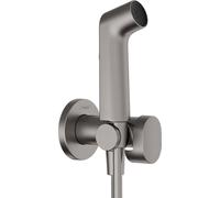 hansgrohe Douchette bidette S avec 1 type de jet économie d'eau (EcoSmart), incl. clapet anti-retour, support et tuyau de douche 1,25 m, pour eau chaude, Noir chromé brossé, 29232340