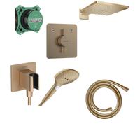 Hansgrohe Duoturn Q Ensemble de douche - élément encastré - robinet encastré - pomme de douche - support de douchette - flexible de douche - douchette - bronze brossé SW918119/SW918513/SW358879/SW7738
