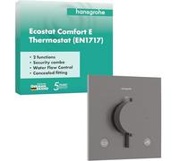 hansgrohe Ecostat Comfort E 33716340 Thermostat de douche encastré avec combinaison de sécurité et verrouillage de sécurité (SafetyStop) à 40 °C, robinet de douche pour 2 consommateurs, noir brossé