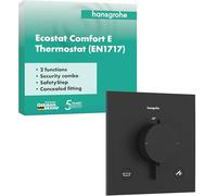 hansgrohe Ecostat Comfort E Thermostat encastré pour 2 consommateurs avec combinaison de sécurité intégrée, 33716670, Couleur: noir mat