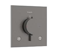 hansgrohe Ecostat Comfort E 33711340 Thermostat de douche, encastré, avec verrouillage de sécurité (SafetyStop) à 40 °C, pour 2 consommateurs, chrome noir brossé
