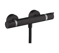 hansgrohe Ecostat Comfort - Mitigeur de douche thermostatique, Robinet de douche apparent avec arrêt de sécurité (SafetyStop) à 40°C, Thermostat rond, 1 sortie, Noir Mat, 13116670