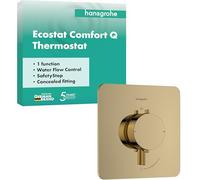 hansgrohe Ecostat Comfort Q 33712990 Thermostat de douche, encastré, avec verrouillage de sécurité (SafetyStop) à 40 °C, pour 1 consommation, finition or poli