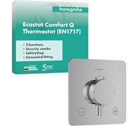 hansgrohe Ecostat Comfort Q 33717000 Thermostat de douche encastré avec combinaison de sécurité, robinet de douche avec verrouillage de sécurité (SafetyStop) à 40 °C, thermostat de douche, 2