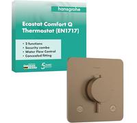 hansgrohe Ecostat Comfort Q - Mitigeur de douche thermostatique in ombinaison de sécurité, Robinet de douche encastré avec arrêt de sécurité (SafetyStop) à 40°C, 2 sorties, Bronze brossé, 33717140
