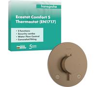 hansgrohe Ecostat Comfort S 33718140 Thermostat de douche encastré avec combinaison de sécurité, robinet de douche avec verrouillage de sécurité (SafetyStop) à 40 °C, thermostat pour 2 consommateurs
