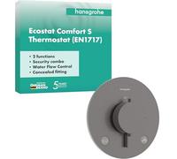 hansgrohe Ecostat Comfort S 33718340 Thermostat de douche encastré avec combinaison de sécurité et verrouillage de sécurité (SafetyStop) à 40 °C, robinet de douche pour 2 consommateurs, noir brossé
