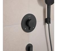 hansgrohe Ecostat Comfort S 33718340 Thermostat de douche encastré avec combinaison de sécurité et verrouillage de sécurité (SafetyStop) à 40 °C, robinet de douche pour 2 consommateurs, noir brossé
