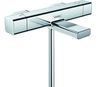 hansgrohe Ecostat E - Mitigeur baignoire thermostatique, Robinet de baignoire avec arrêt de sécurité (SafetyStop) à 40°C, Thermostat carré, 2 sorties, Chromé, 15774000