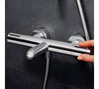 hansgrohe Ecostat élément thermostatique pour baignoire, saillie 177mm, apparent, 2 consommateurs, 13347000, Couleur: chrome