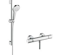Hansgrohe Ecostat ensemble de douche mural avec thermostat chrome-blanc 27013400