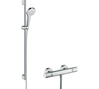 Hansgrohe Ecostat ensemble de douche mural avec thermostat chrome-blanc 27014400
