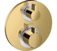 hansgrohe Tablette de douche Ecostat S thermostat, encastrÃ©, 2 consommateurs, chromÃ©, Coloris: Optique en or poli - 15758990