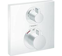 hansgrohe Ecostat Square garniture set 15714700 thermostat, 2 consommateurs, encastré, blanc mat