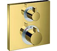 hansgrohe Ecostat Square garniture set 15714990 thermostat, 2 consommateurs, encastré, optique or poli