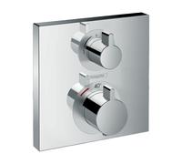 Hansgrohe - Ecostat Square Set de finition pour mitigeur thermostatique Square encastré avec robinet d'arrêt et inverseur, chromé (15714000)