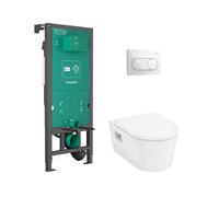 Hansgrohe EluPura Original S Ensemble de toilettes - toilette - abattant de toilette - réservoir encastré - plaque de déclenchement - blanc 60302450