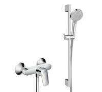 Hansgrohe - Ensemble de douche Logis Mitigeur mural + Douchette 2 jets avec Barre 65cm + Flexible, Chrome (71600000-Vernis)