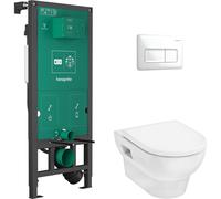 Hansgrohe ensemble WC complet avec réservoir encastré iFrame universal, plaque de commande iFrame Original Q et GladeLake S blanc 60301450